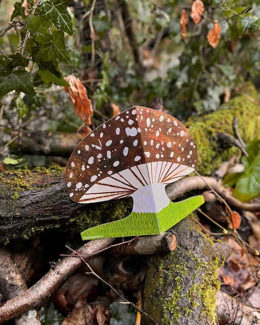 Brown Mushroom Shaped Greeting Card
