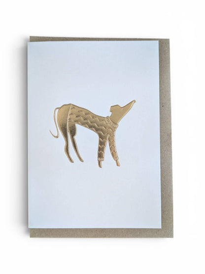 Dog in a Jumper Keepsake Card | Gold Embossed Art Card