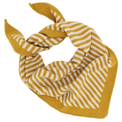Yellow/Oatmeal Stripe. Lambswool Triangle Scarf