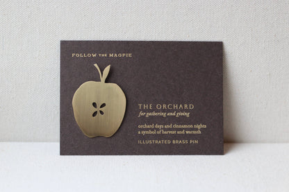 Solid Brass Brooch Pin - The Orchard (Apple)