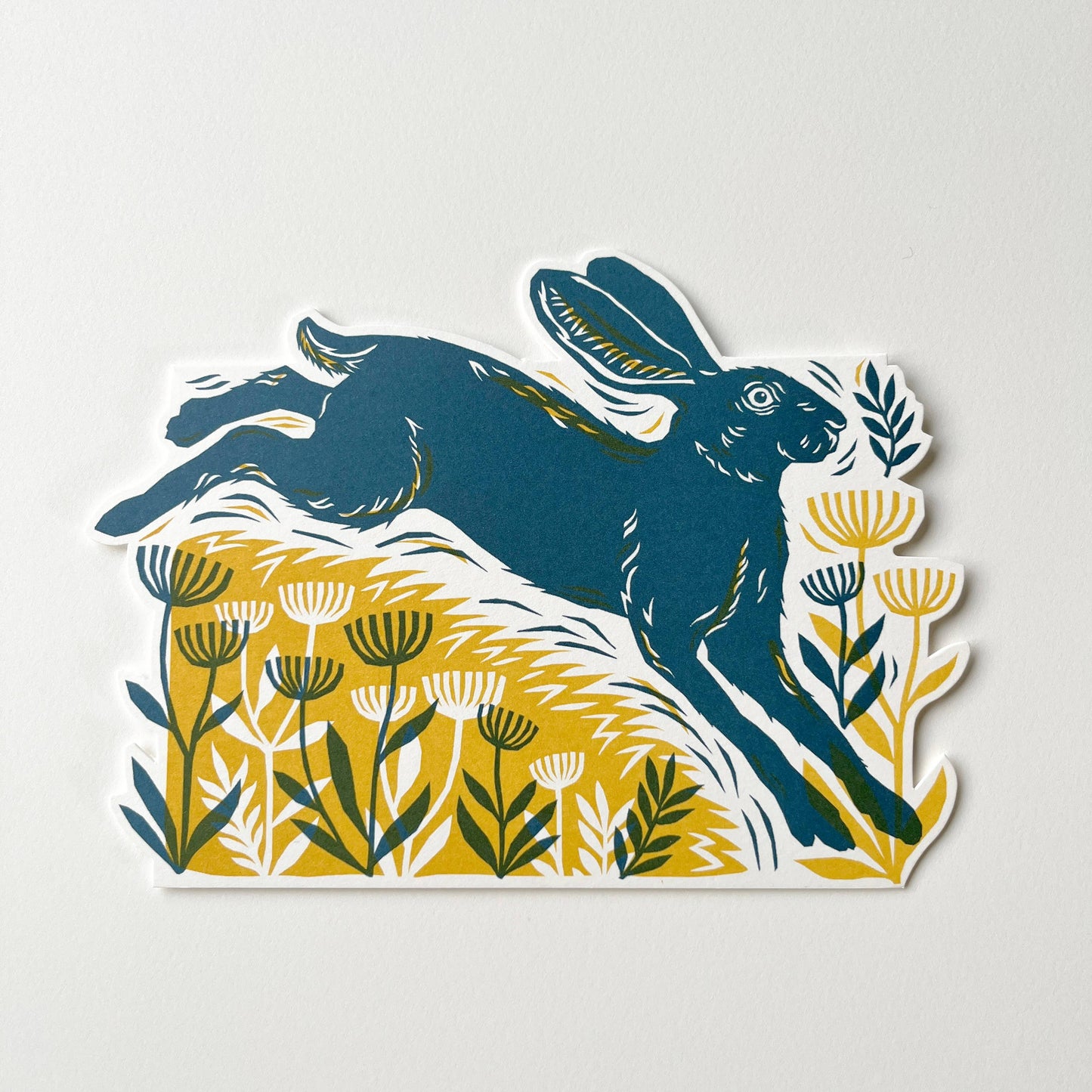 Die-Cut Greetings Card - Leaping Hare