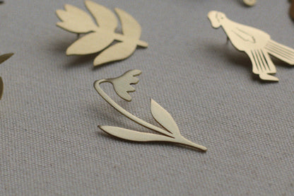 Solid Brass Brooch Pin - The First Light (Snowdrop)