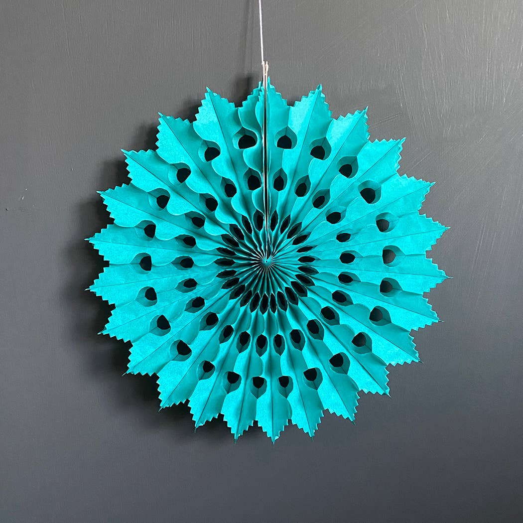 Teal Paper Fan - 30cm