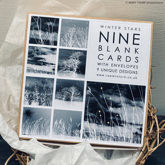 Winter Stars Collection - Box of 9 small note cards