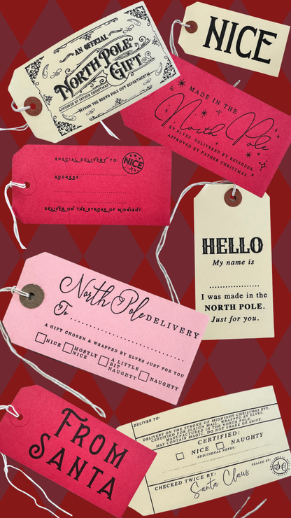 Official North Pole Letterpress Gift Tags - Pack of 5: Beige