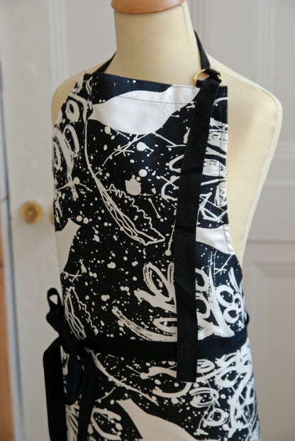 Black and White Birds Cotton Apron