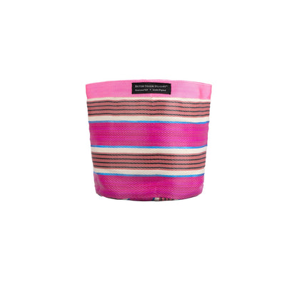 Eco Woven Plant Pot Cover In Neyron Pink, Pompadour & Pearl - Medium 19 Cm