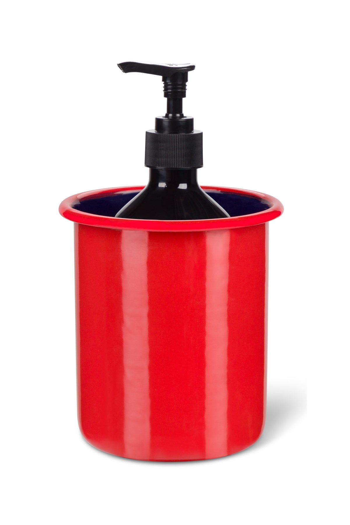 Medium Enamel Utensil Holder In Chilli Red / Midnight Blue