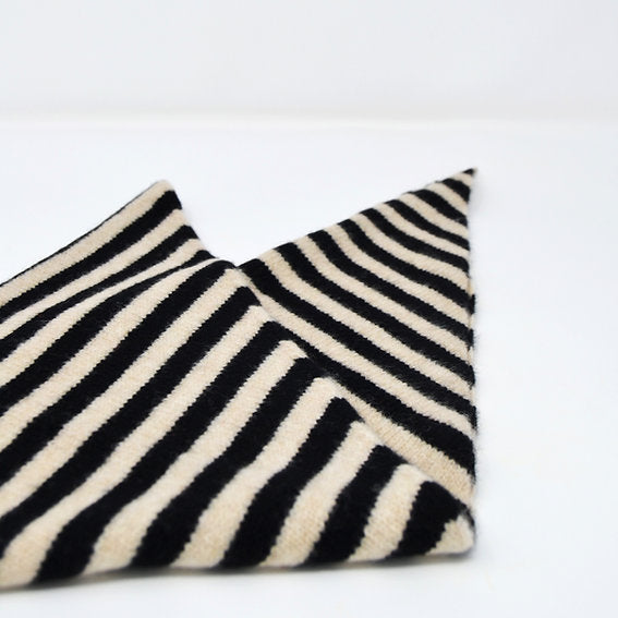 Lambswool Neckerchief in Oatmeal and Black Stripe