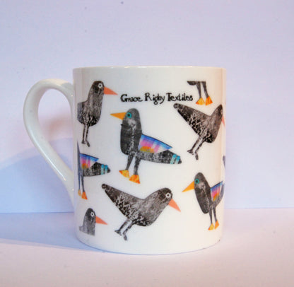 Black Birds Bone China Mug