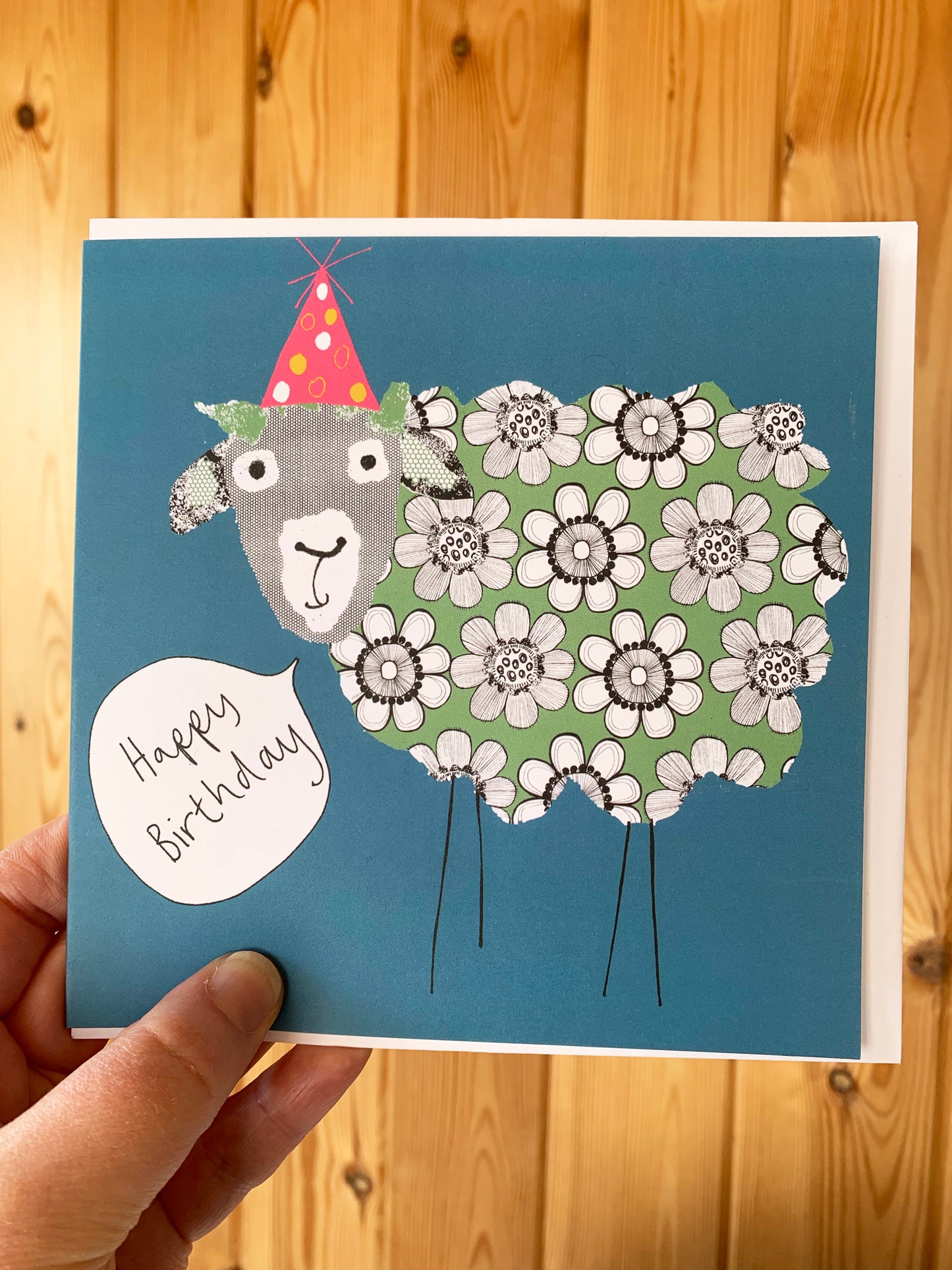 Happy Birthday Floral Sheep Card