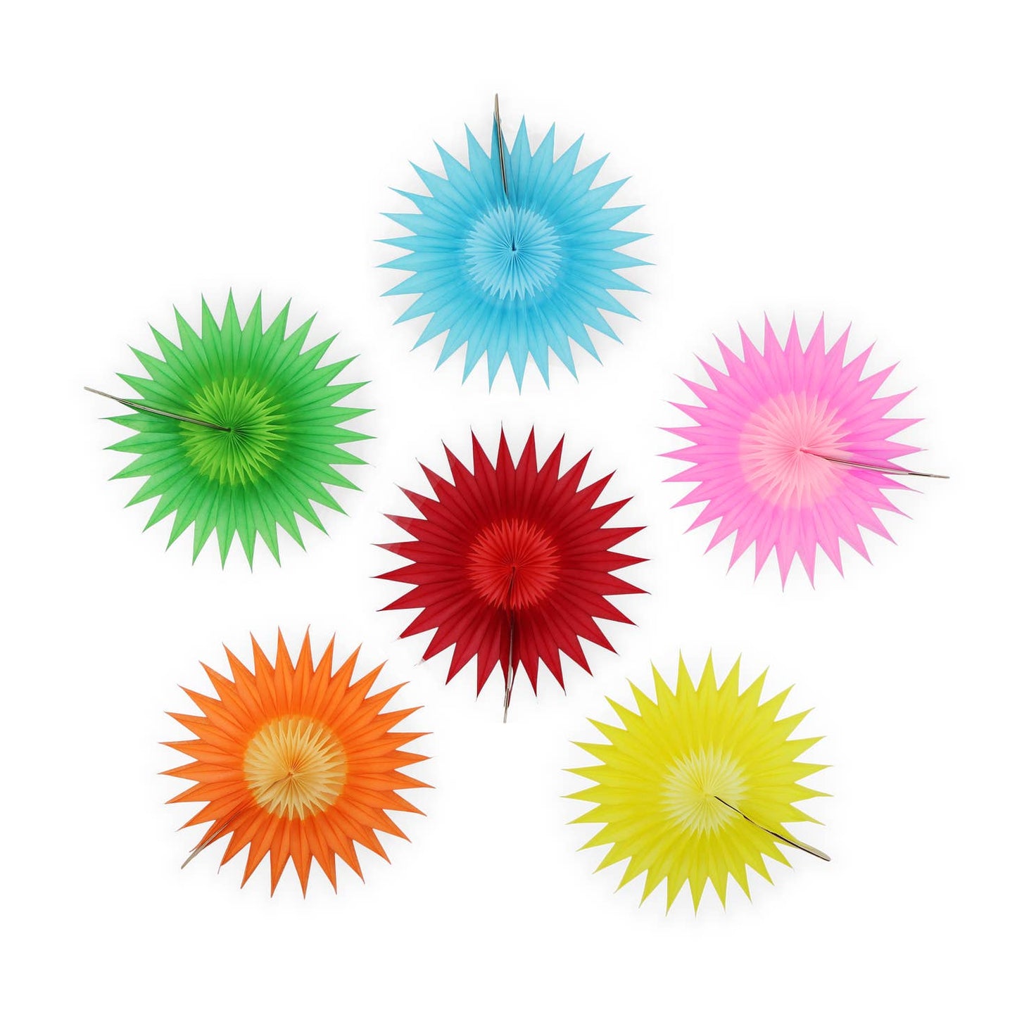 Set of 6 Bright Paper Fans