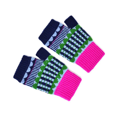 Flora Wrist Warmers in Dark Blue