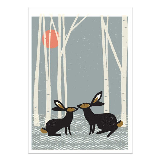 Sunset Hares A4 Art Print