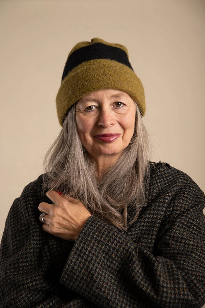 Stripe Hat in Asparagus and Black