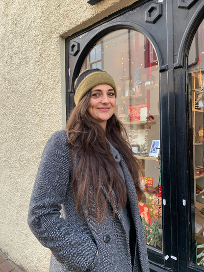 Stripe Hat in Asparagus and Black