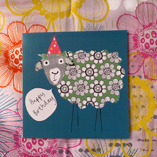 Happy Birthday Floral Sheep Card