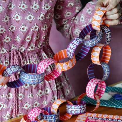 Colourful Paper Chain Kit - Orange and Purple