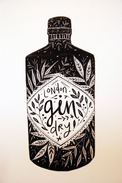 Gin Black and White Print