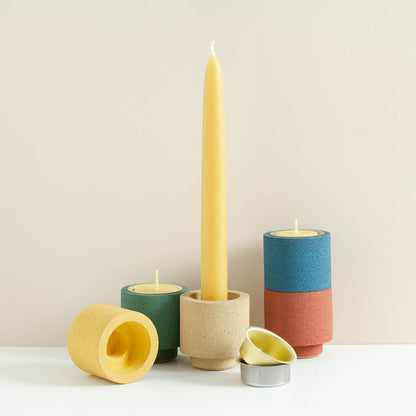 Yellow Jesmonite Stackable Tea Light/Candle Holder