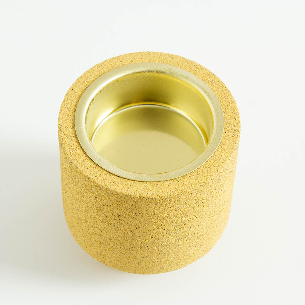 Yellow Jesmonite Stackable Tea Light/Candle Holder