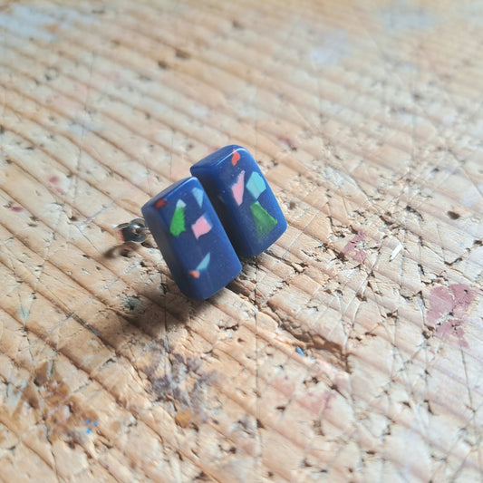 Ocean Blue Speckle Chunky Block Studs