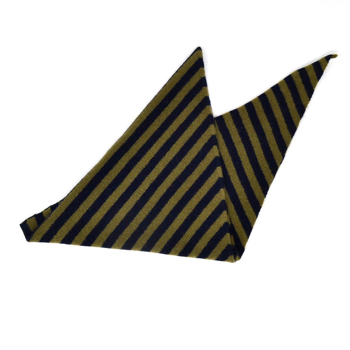 Lambswool Neckerchief in Olive and Navy Stripe