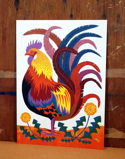 Rooster A4 Risograph Art Print