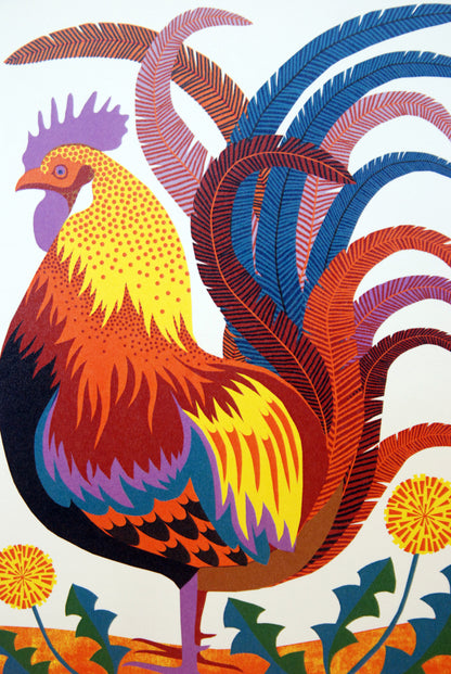 Rooster A4 Risograph Art Print