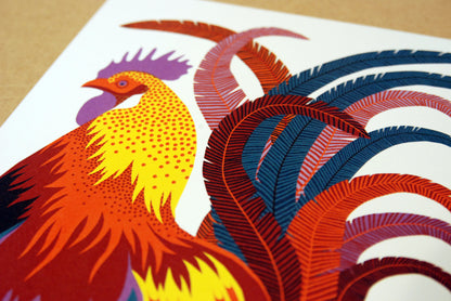 Rooster A4 Risograph Art Print