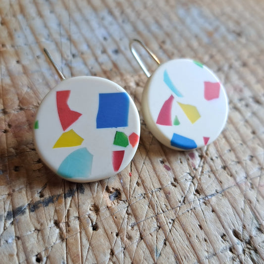 Rainbow Speckle Large Round Drop Earrings