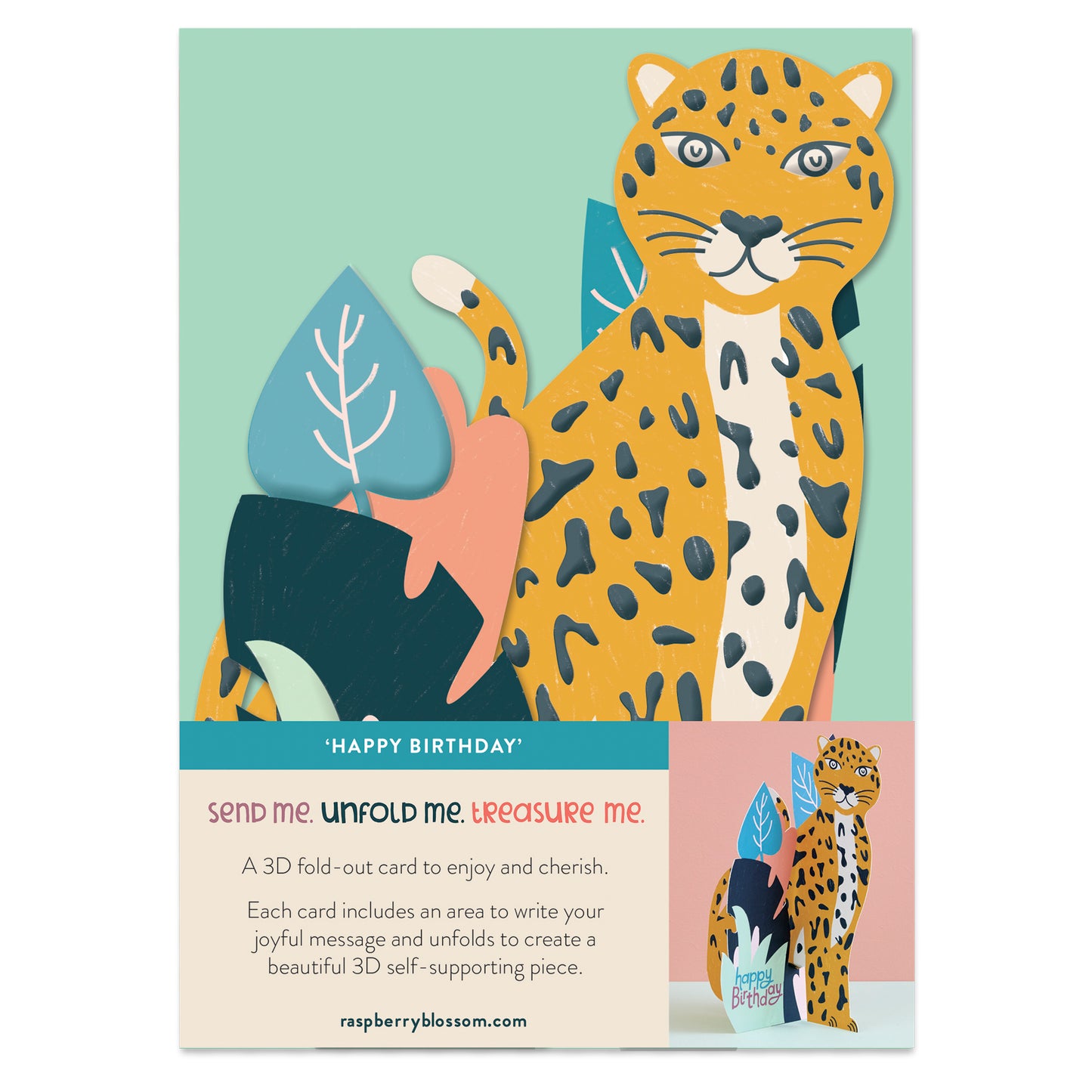 3D fold-out Leopard Birthday Card
