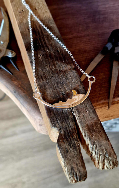 Silver and Brass Mountain Necklace