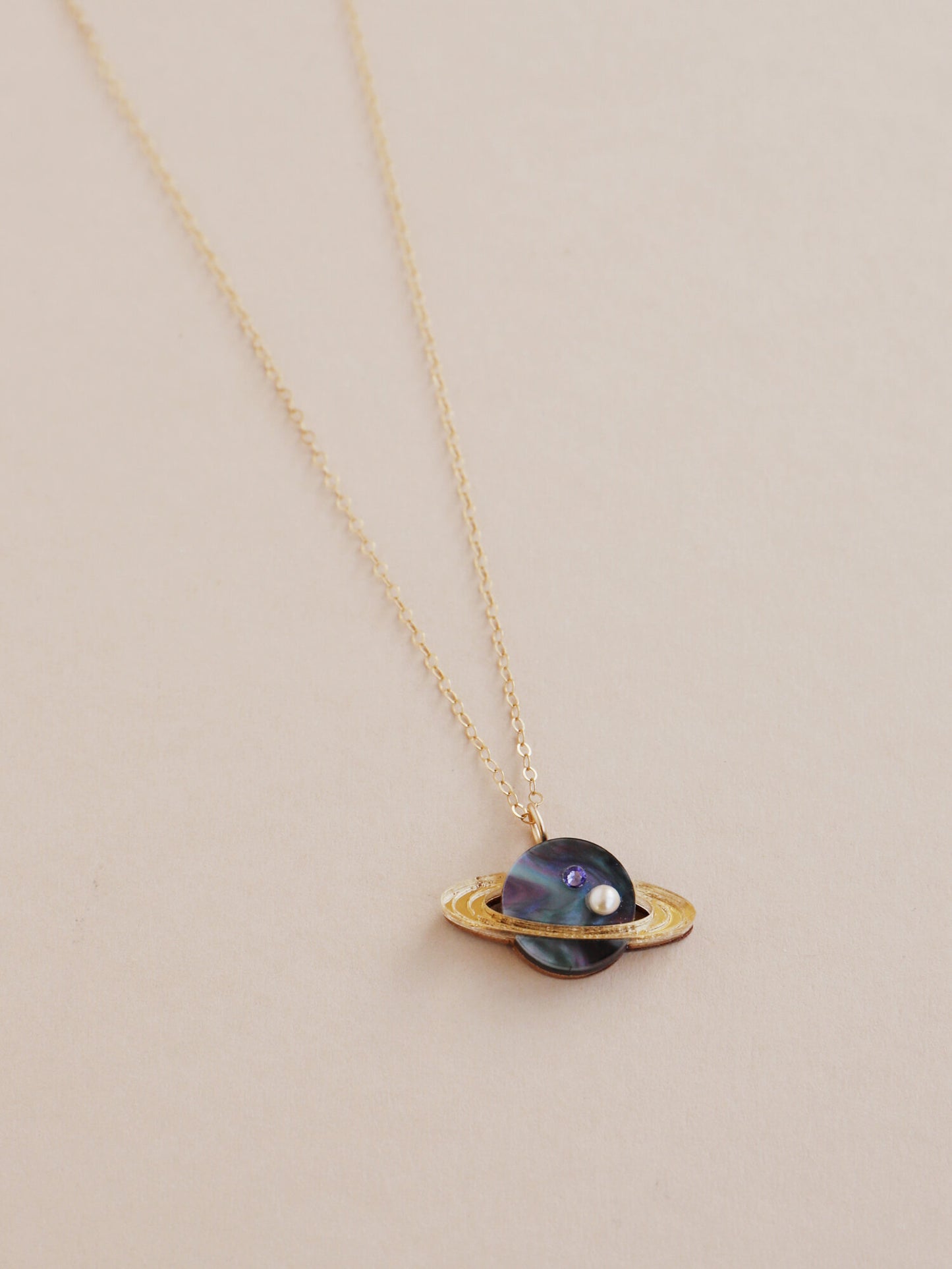 Saturn Necklace in Midnight