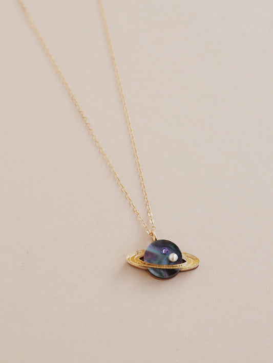 Saturn Necklace in Midnight