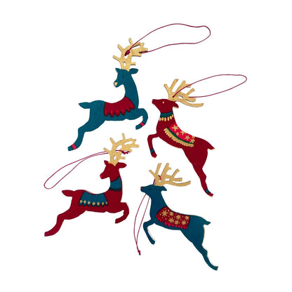 Reindeer Wooden Decorations X Set of Four