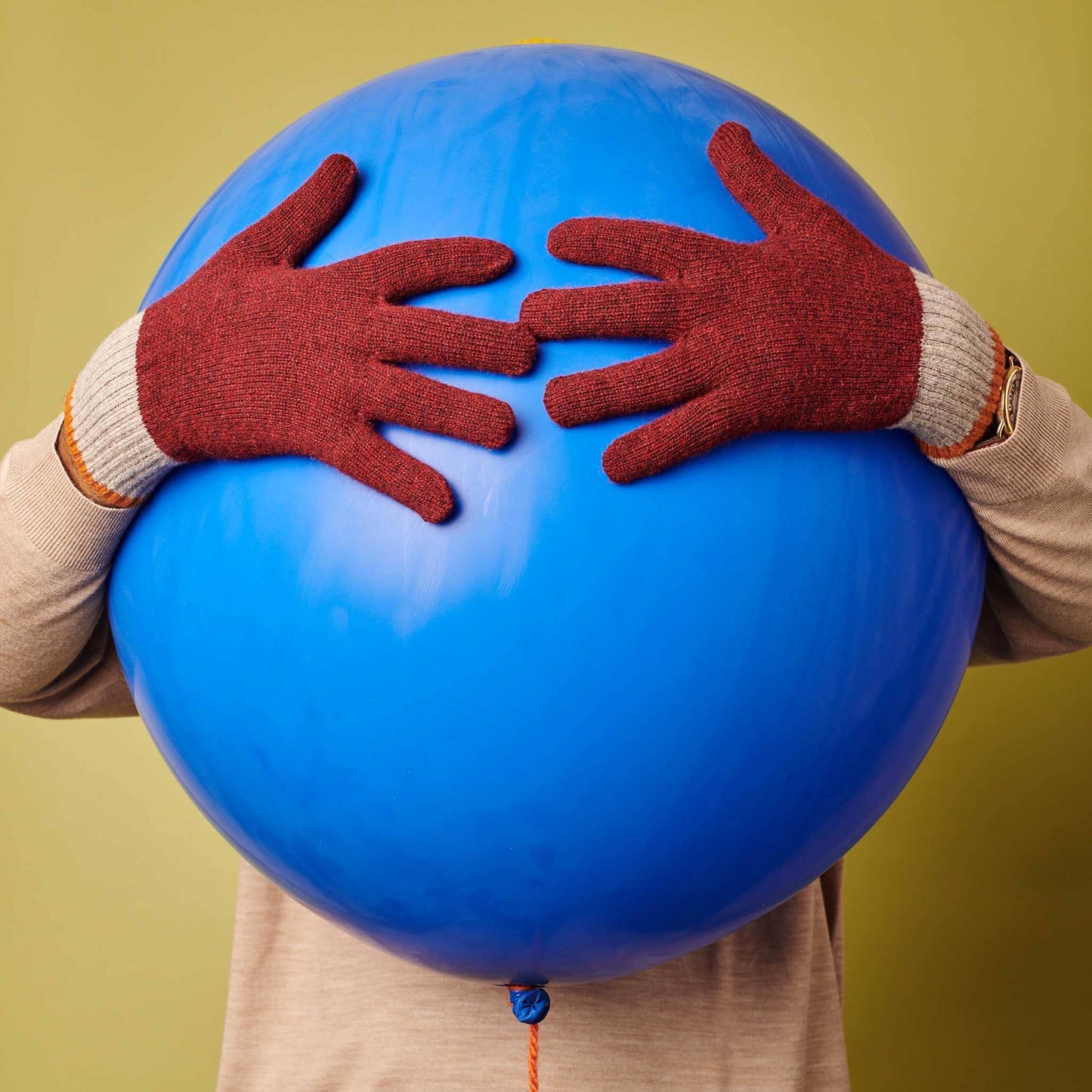 Men's Lambswool Gloves: Dark red/soft brown