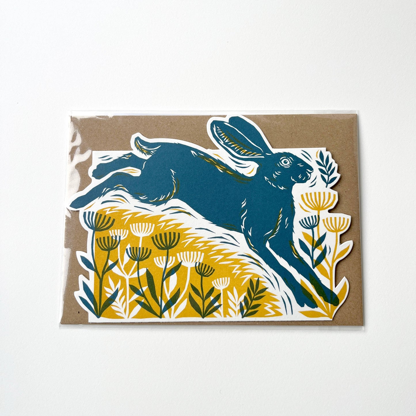 Die-Cut Greetings Card - Leaping Hare