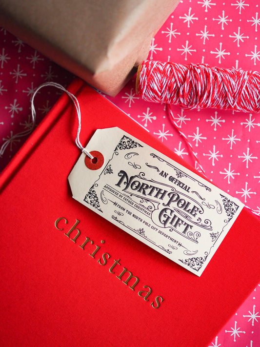 Official North Pole Letterpress Gift Tags - Pack of 5: Beige