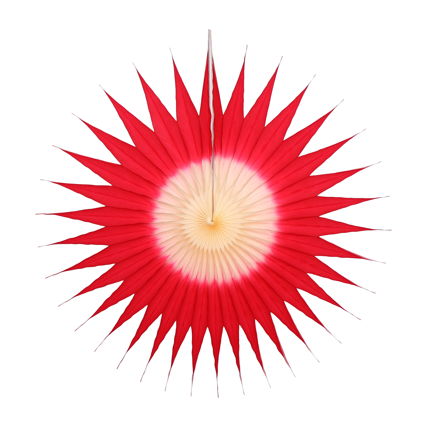 Pointed Two-Tone Fan 40cm, Crimson & Natural