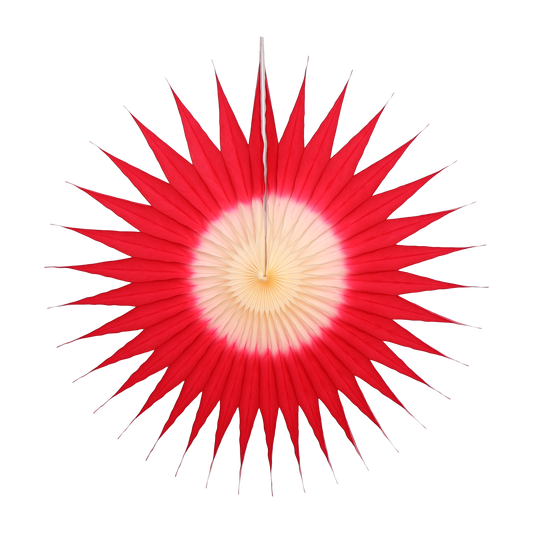 Pointed Two-Tone Fan 40cm, Crimson & Natural