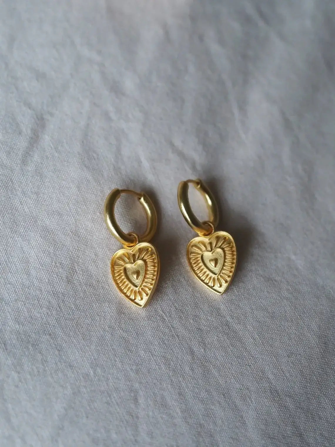 Love Heart Gold Charm Earrings