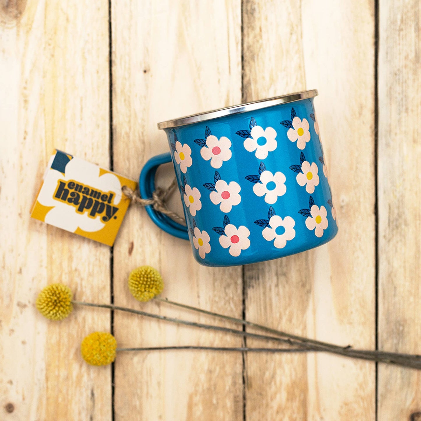 Enamel Retro Floral Mug