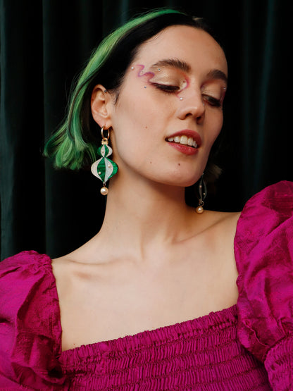 Limited Edition Bauble Statement Hoops in Emerald