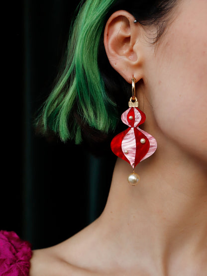 Limited Edition Bauble Statement Hoops in Red