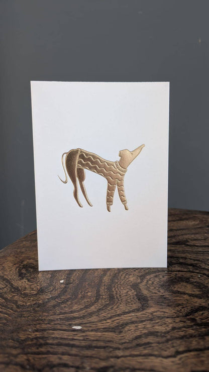 Dog in a Jumper Keepsake Card | Gold Embossed Art Card