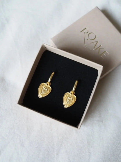 Love Heart Gold Charm Earrings