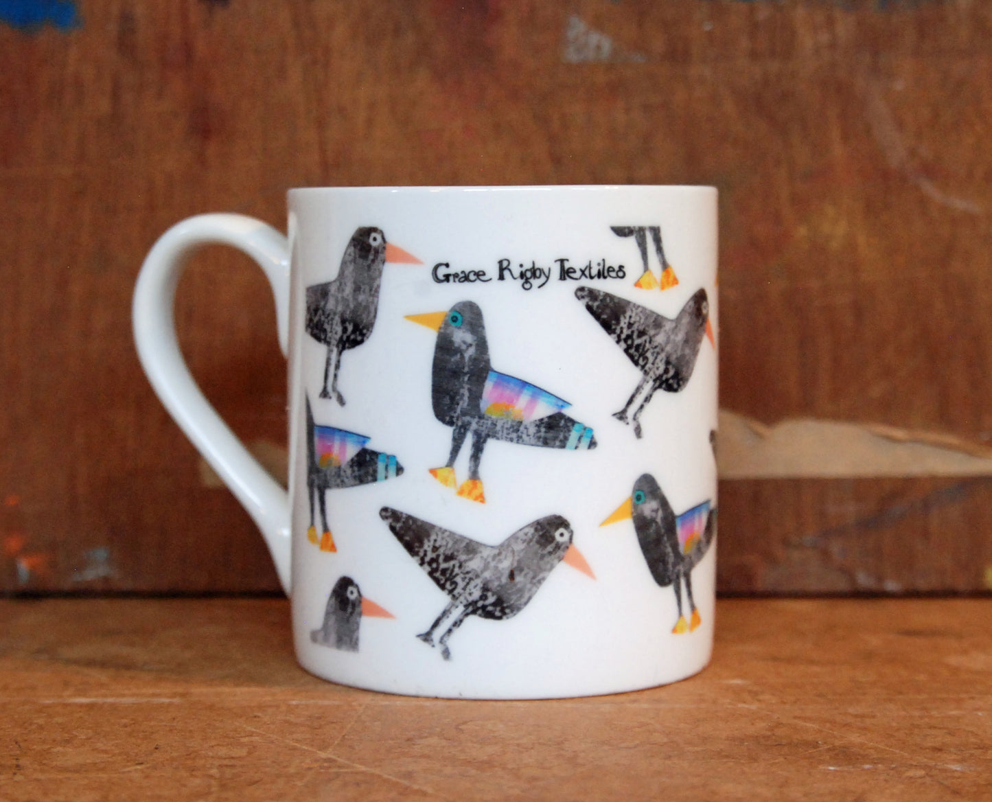 Black Birds Bone China Mug