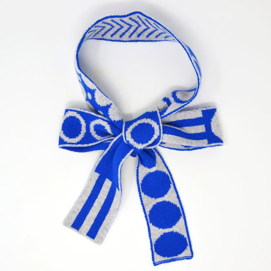 White and Blue - Mixed Shapes Skinny Scarf