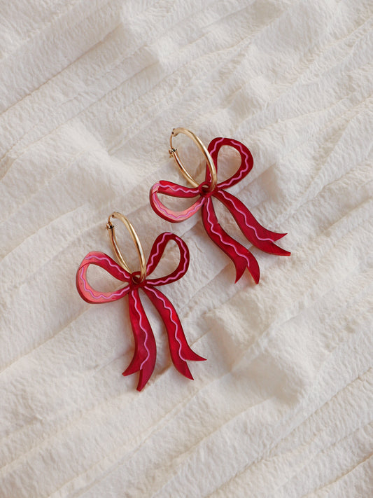 A Limited Edition Red Festive Bow Earrings
